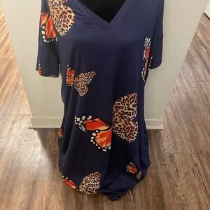 Butterfly Print V-Neck Dress